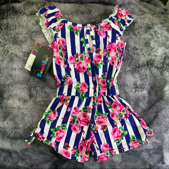 NWT Baby Girl One Piece Flowered Short Jumper sz 9 months - Picture 2 of 5